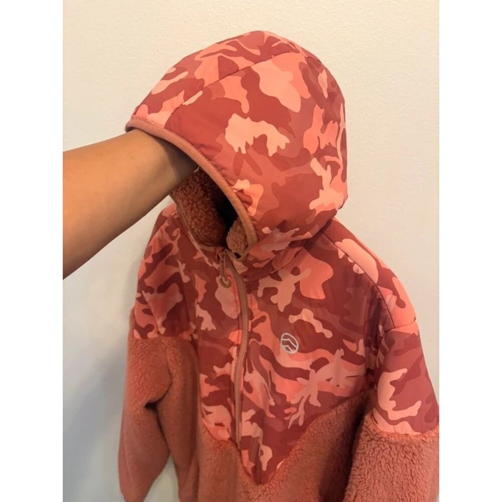 Outdoor Nation Pink Camo Sherpa Fleece Anorak Pullover Jacket Size XXL - Picture 3 of 5